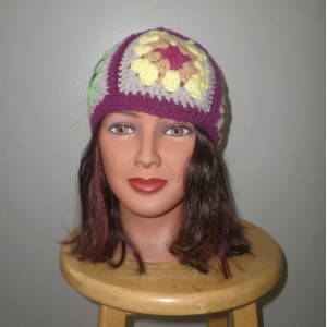 OLDTIMEY BABY multicolored knit hat 1970s flowers Gypsy sexy neofolk hippy  eb-62225346
